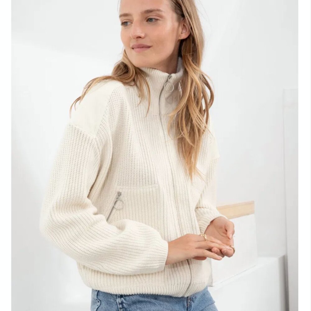 & OTHER STORIES Wool Blend Zip Turtleneck Cardigan Size S